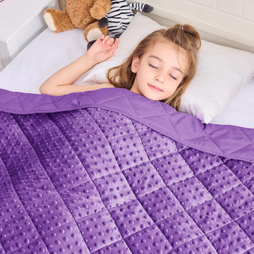 Purple Weighted Blanket 7lbs, 40"x60", Breathable Cooling Minky Heavy Throw Blanket for 60-90lbs, Soft Winter Thick