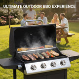 4-Burner Propane Gas Grill, 40,000 BTU Stainless Steel BBQ Grill for Backyard and Outdoor Cooking