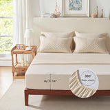 King Comforter Set 7 Pieces, Beige Tufted Bed in a Bag with Comforter and Sheets