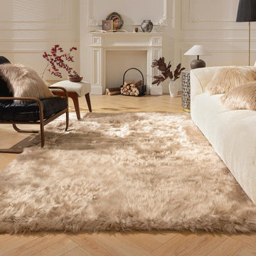 Faux fur rug, Fluffy Shaggy Area Rug Ultra Soft 3 x 5 Feet Rectangle Fur Rug Beige Fuzzy Rug Machine Washable Shag