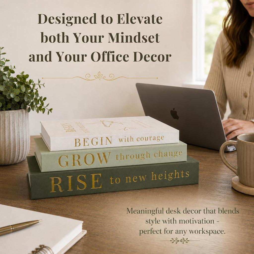 Decorative Books Decor | Elevate your Bookshelf Decor with Coffee Table Books (Fake Books Set of 3) | Faux Books for