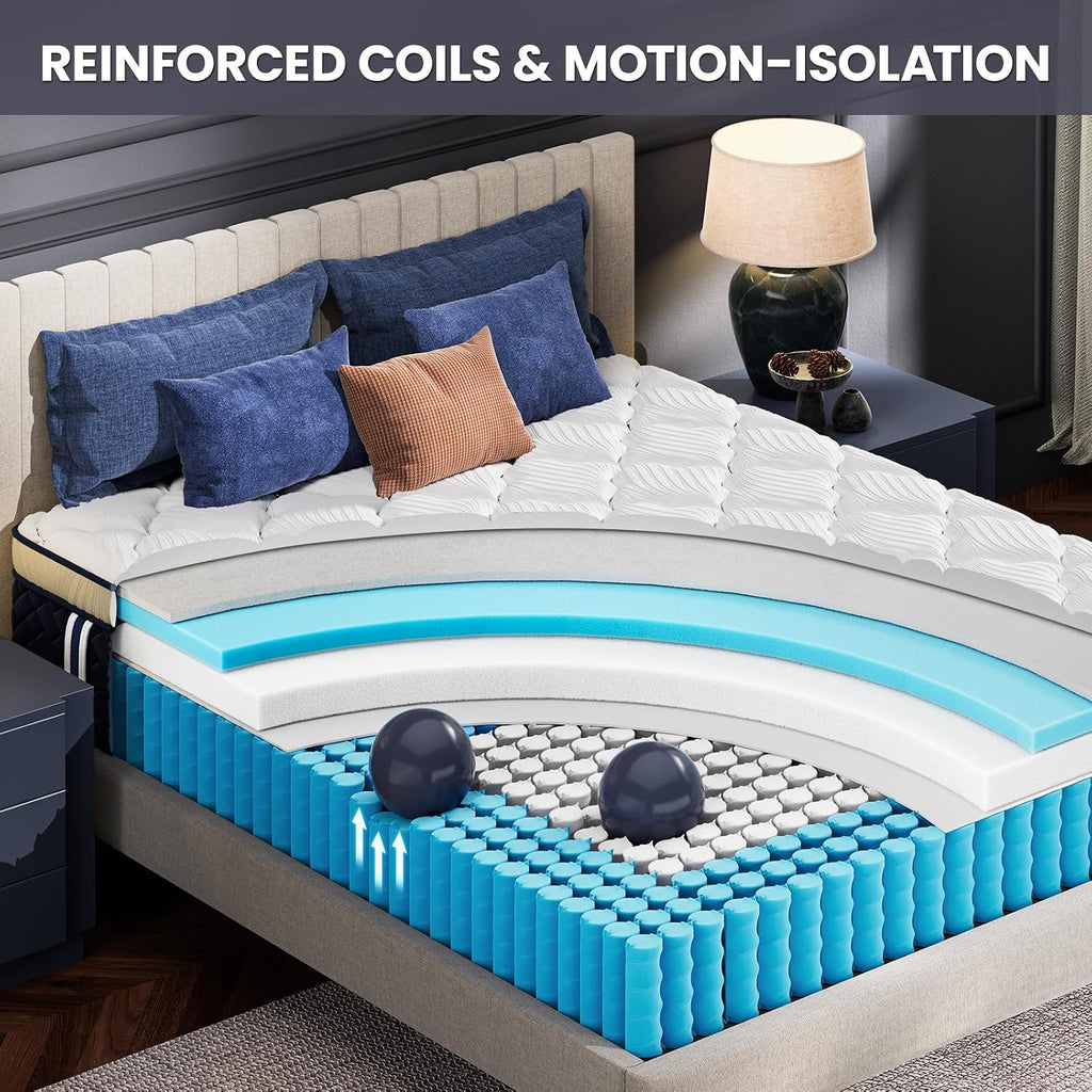 Medium Firm King Mattress 14 Inch - Hotel Collection Hybrid Mattress with 5-Zone Support, Luxury Sleep Comfort, Extra