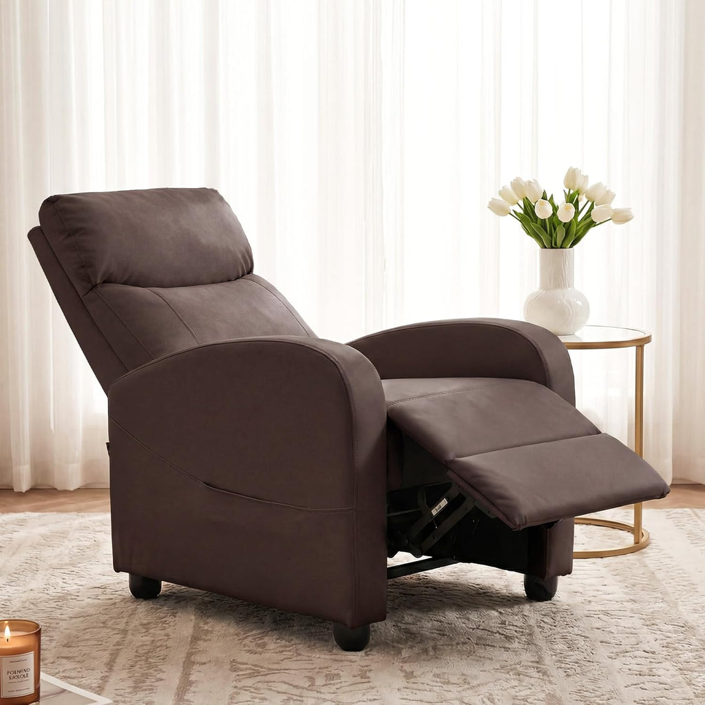 Recliner Chair PU Leather Recliner Sofa No Massage, Home Theater Seating with Lumbar Support