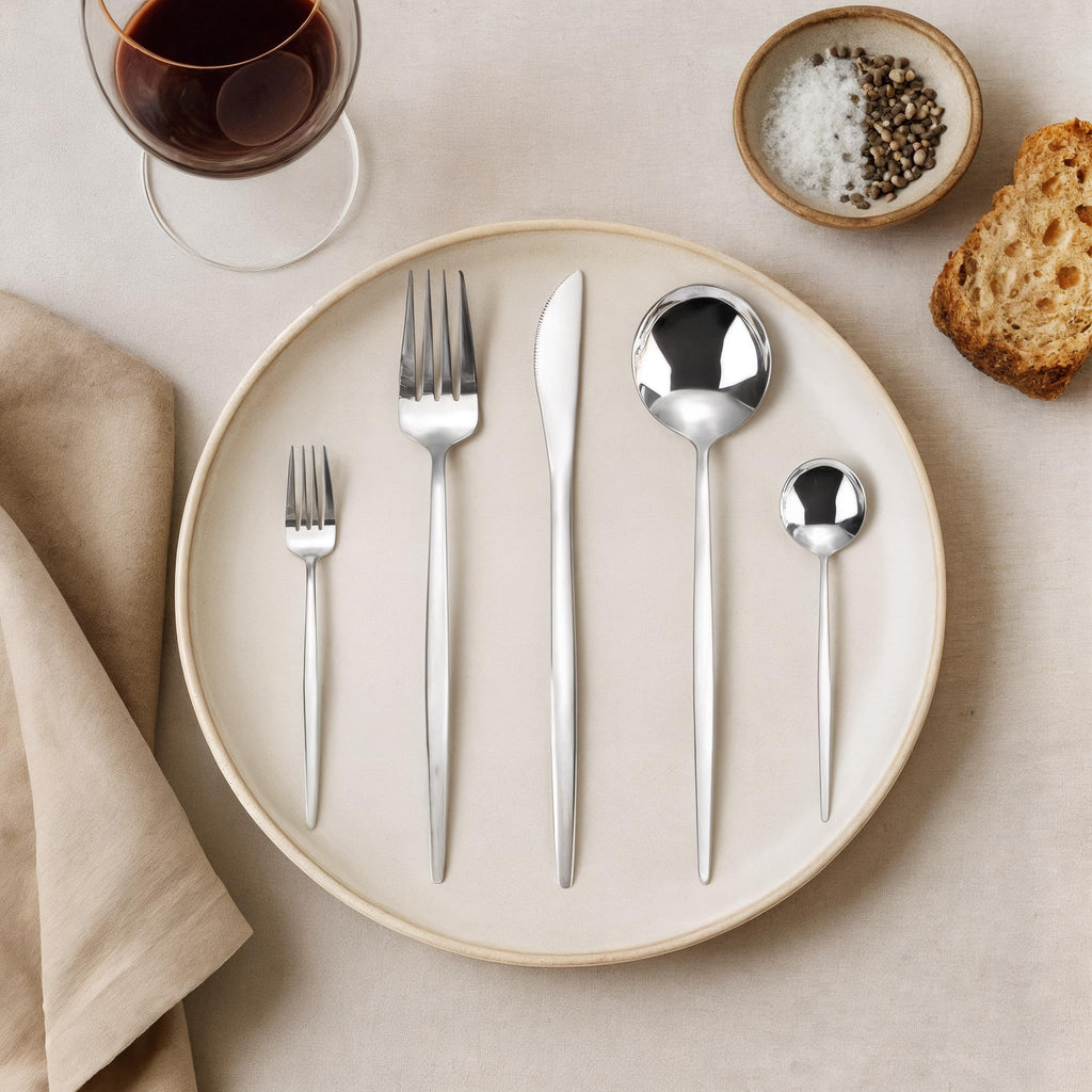 Lincoln 30-Piece Slim Handle Flatware Set for 6, Silver Polish
