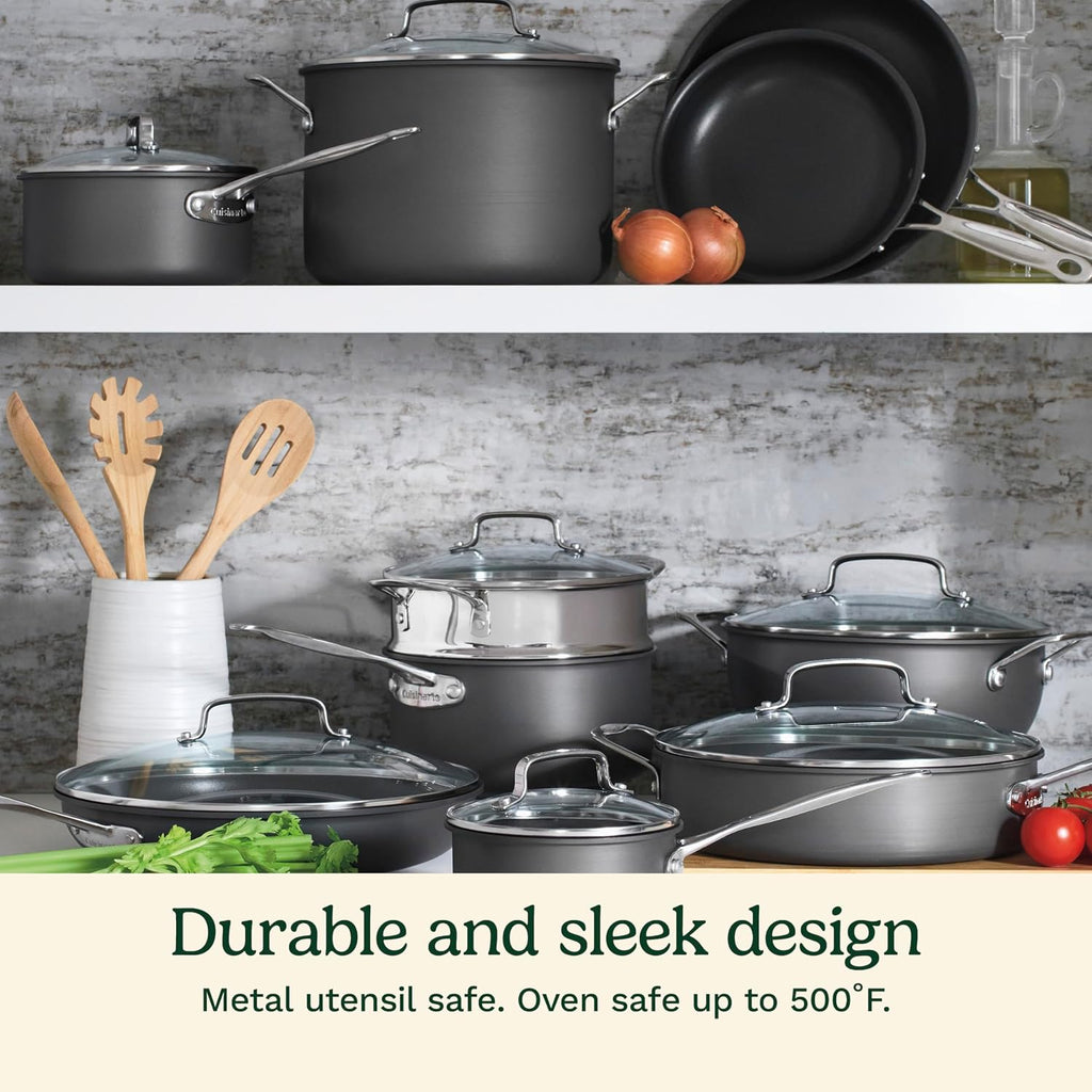 17-Piece Pots and Pans Set, Non Stick Hard Anodized Cookware Set, Compatible with Electric, Gas Cooktops, Dishwasher