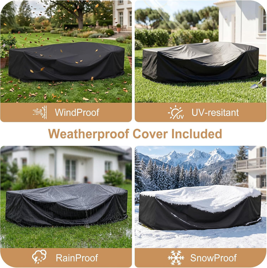 Patio Furniture Set 6-Seater Large Outdoor Sectional Modular L-Shaped Outdoor Furniture with Thick Cushion All