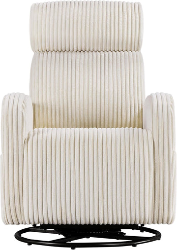 360° Swivel Nursery Rocking Chairs, Glider Rocker with Side Pockets, upholstered Rocking Chair Reading Chairs, Beige