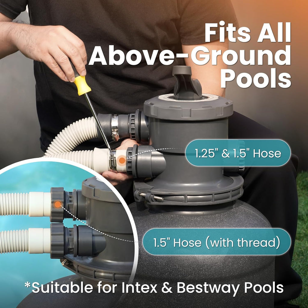 15" Sand Filter Pump for Above Ground Pool with Timer | 3/4HP 3800GPH Pool Pumps Above Ground for Pools Up to 15,000