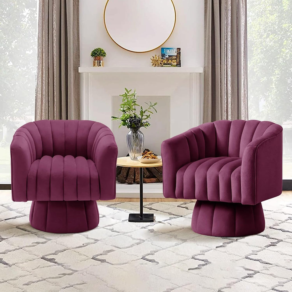 Swivel Accent Chair,360°Swivel Barrel Chairs, Mid-Century Chair with Wide Upholstered, Modern Velvet Fabric, Round