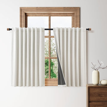 Natural 100% Blackout Linen Drapes Back Tab Rod Pocket Privacy Living Room Drape Thermal Insulated