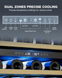 15 Inch Under Counter Refrigerator, 29 Bottle Dual Zone Wine Fridge for Built-In