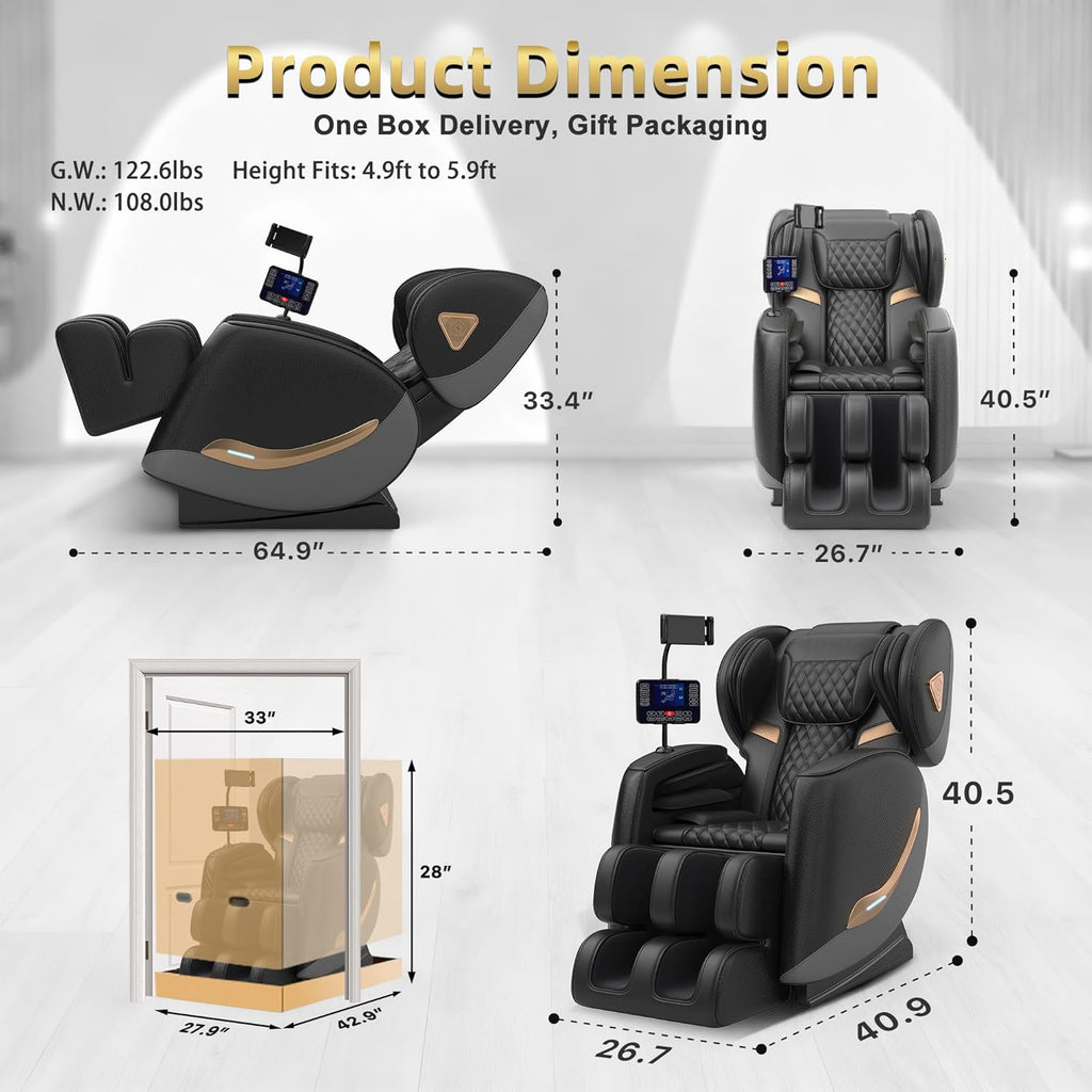 2026 Massage Chair Full Body, Zero Gravity Massage Chair Recliner - Upgraded 10-Point Roller, Heating, Airbags, Foot
