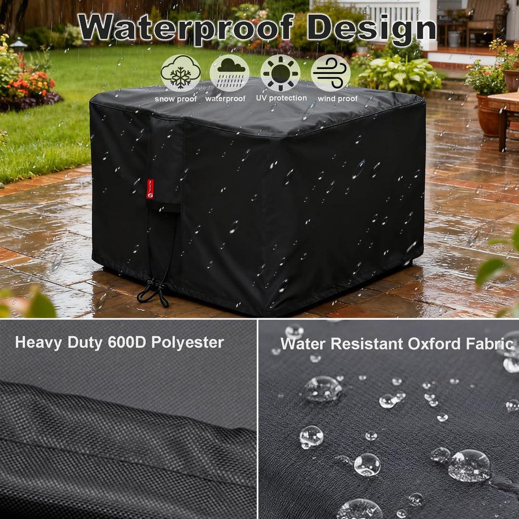 Gas Fire Pit Cover Square 32"L x 32"W x 24"H, Waterproof 600D