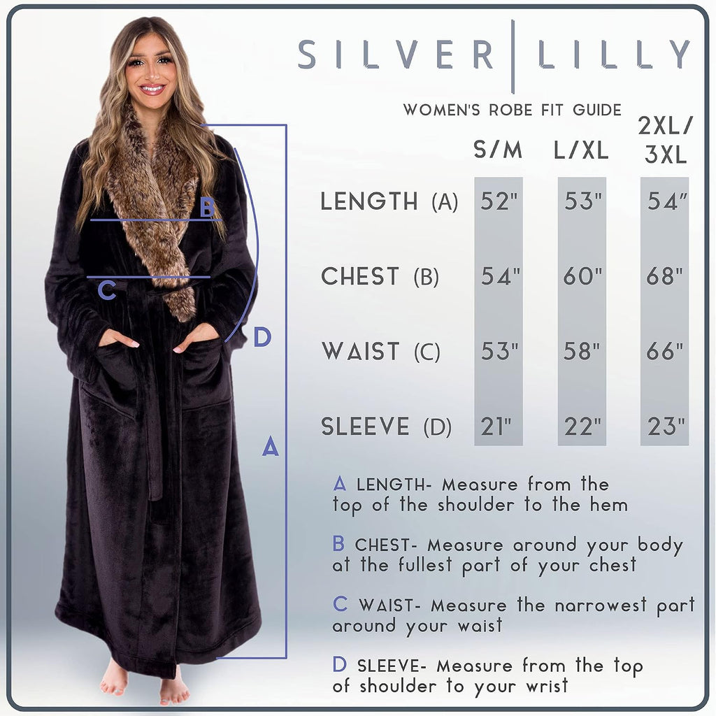 Premium Womens Robe with Shawl Collar, Plush Bath Robe for Women, Fluffy, Warm, Fleece Women's Bathrobe