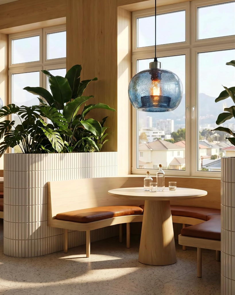 Glass Pendant Lights Kitchen Island Modern Farmhouse Blue Ceiling Hanging Light Fixtures Globe Over Table Sink Foyer