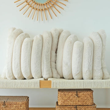 Pack of 2 Faux Fur Plush Decorative Throw Pillow Covers Couch Cushion Case Soft Fluffy Pillowcases Wide Stripe