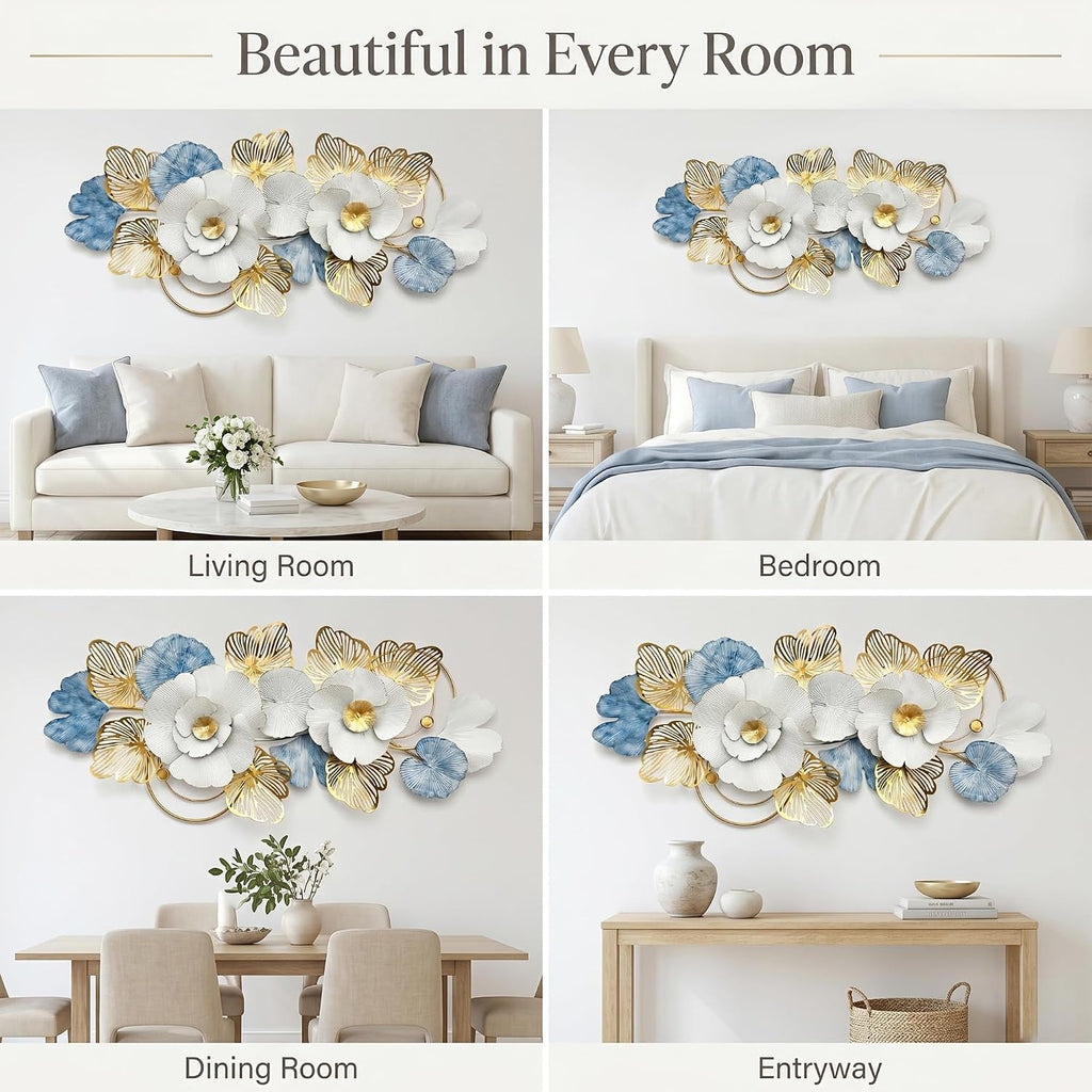 Large 3D Metal Wall Decor,Flower Wall Art