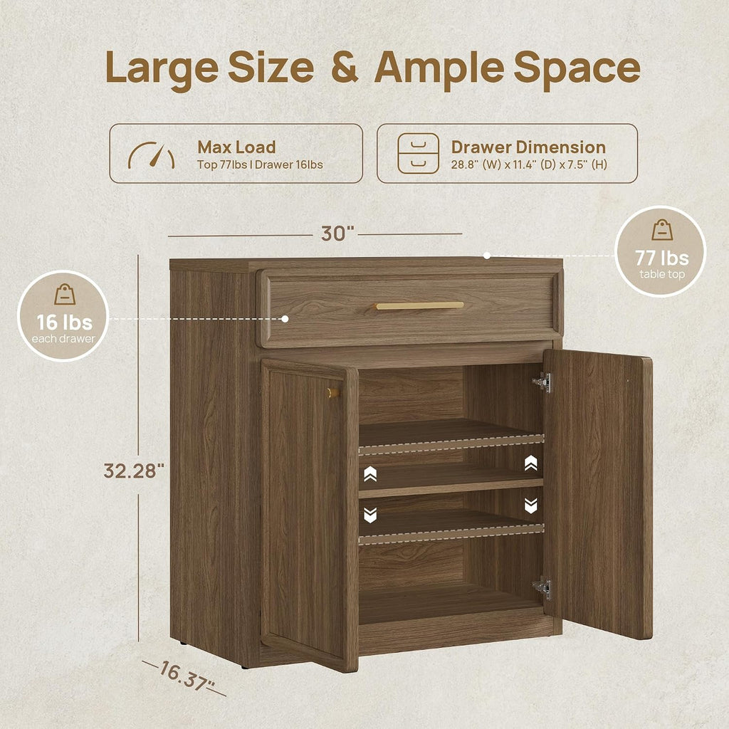 Buffet Cabinet with Storage Tall Modern Console Storage Cabinet with Doors and Shelves 90" Long Wooden Sideboard