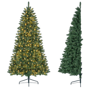 7 FT Pre-Lit Half Christmas Tree with 330 LED Lights, Easy Setup