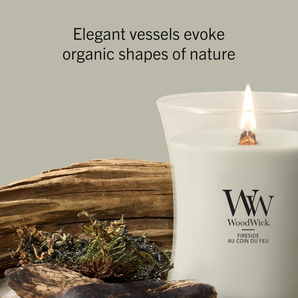 Large Hourglass Scented Candle | Fireside | with Crackling Wick | Long Burning Candles: up to 130 Hours | Gifts for