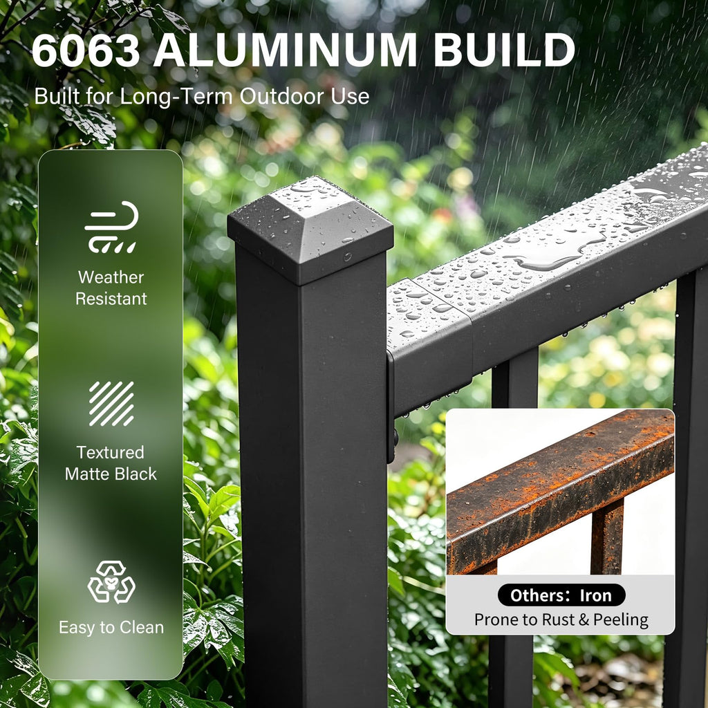 36in x 6ft Modular Aluminum Deck Railing Kit, Patented Clip-On