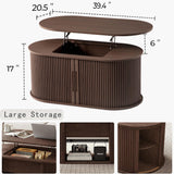 Lift Top Coffee Table, Oval Fluted Coffee Table with Storage
