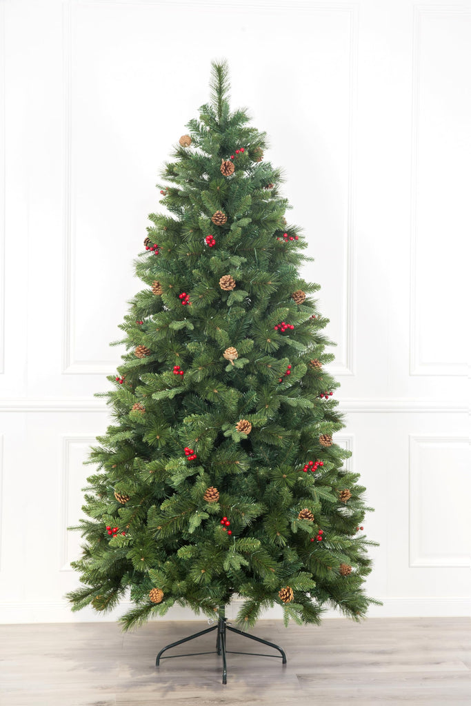 Stuff 7ft Realistic Scotch Pine Christmas Tree Prelit with Warm White LED Lights (7ft)