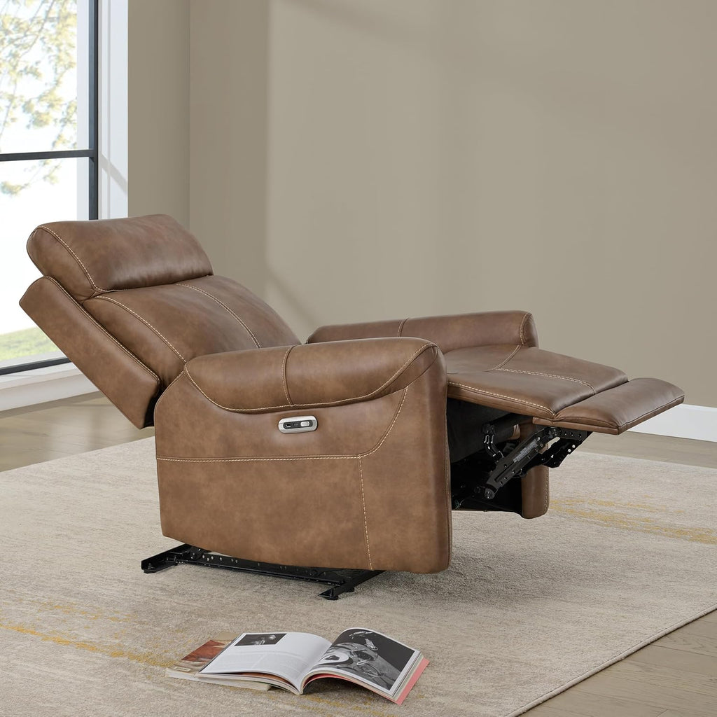 Leather Recliner Chair for Adults Wall Hugger RV Recliner with USB Charging Ports Electric Power Reclining Sofa Home
