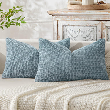 Pack of 2 Coastal Blue Lumbar Throw Pillow Covers 20x12 Inch Summer Modern Boho Accent Decorative Pillow Covers Soft