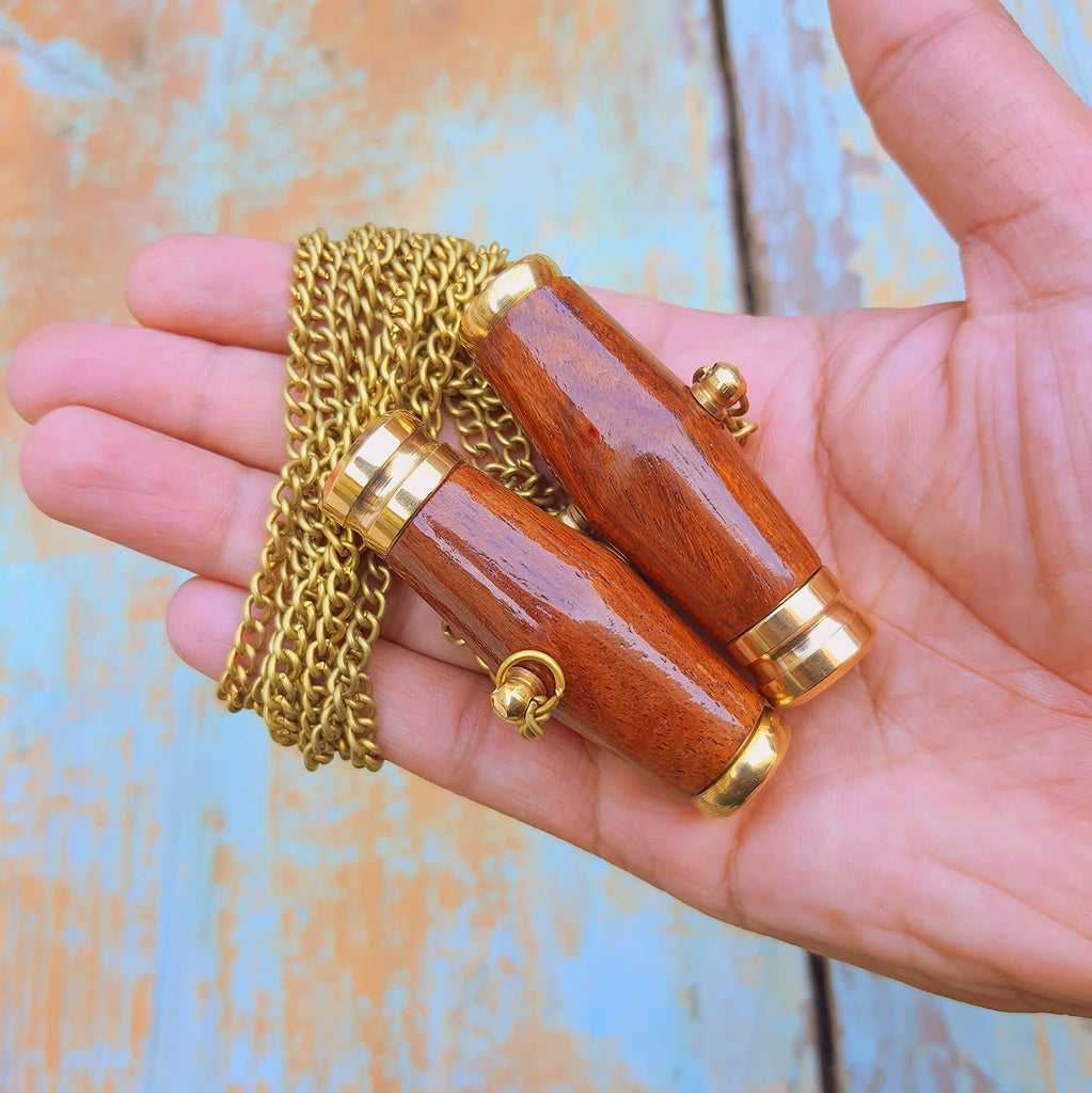 Pair of Couples Kaleidoscope Wood & Brass Pendant Kaleidoscope for Your Love Oneby - Set of 2