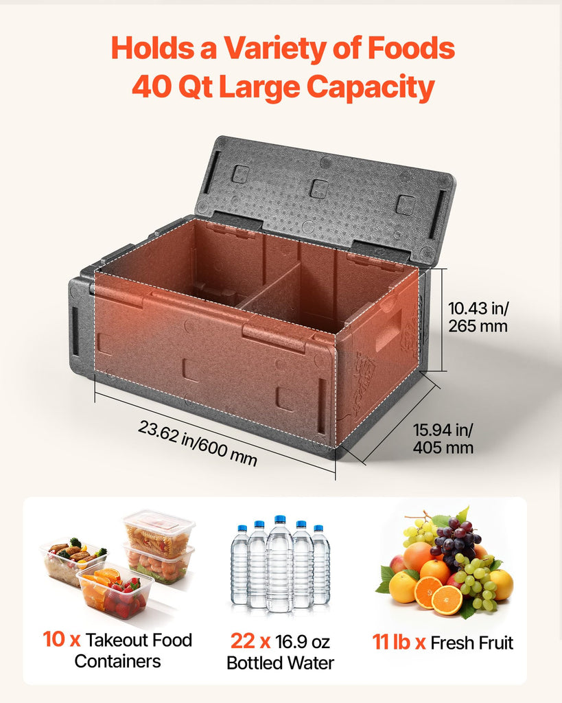 Collapsible Insulated Food Warmer, 40 Qt Non-Electrical Thermal Carrier, Lightweight and High-Rigidity EPP Hot Box