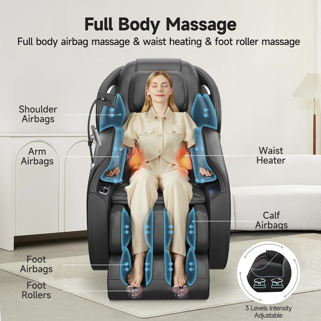 Massage Chair Full Body with Unique Phone Controller, Zero Gravity 3D SL-Track Recliner with APP Control, Child