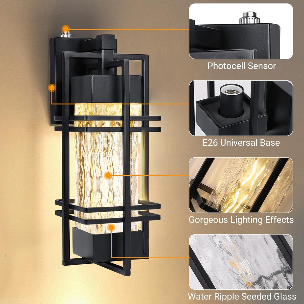 Dusk to Dawn Outdoor Front Porch Light Fixtures Wall Mount,2 Pack Sensor Exterior Lighting Fixtures for House