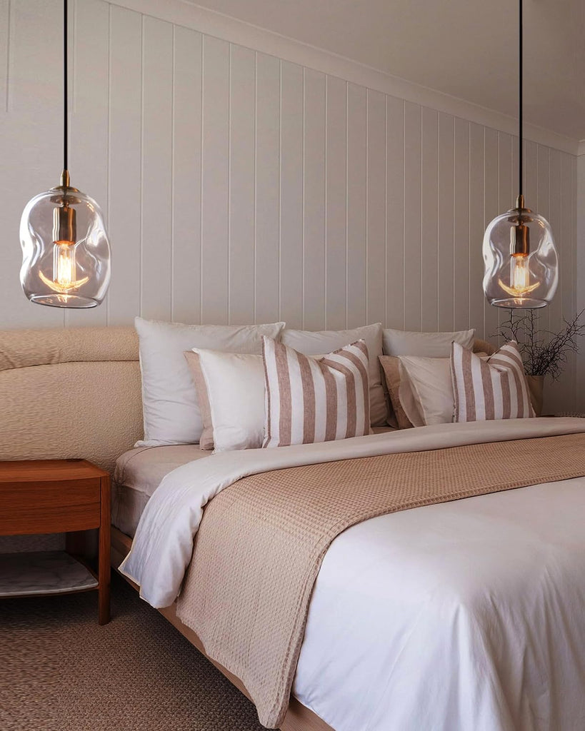 Pendant Lights Kitchen Island 2 Pack Modern Contemporary Clear Glass Organic Globe Brass Gold Hanging Light