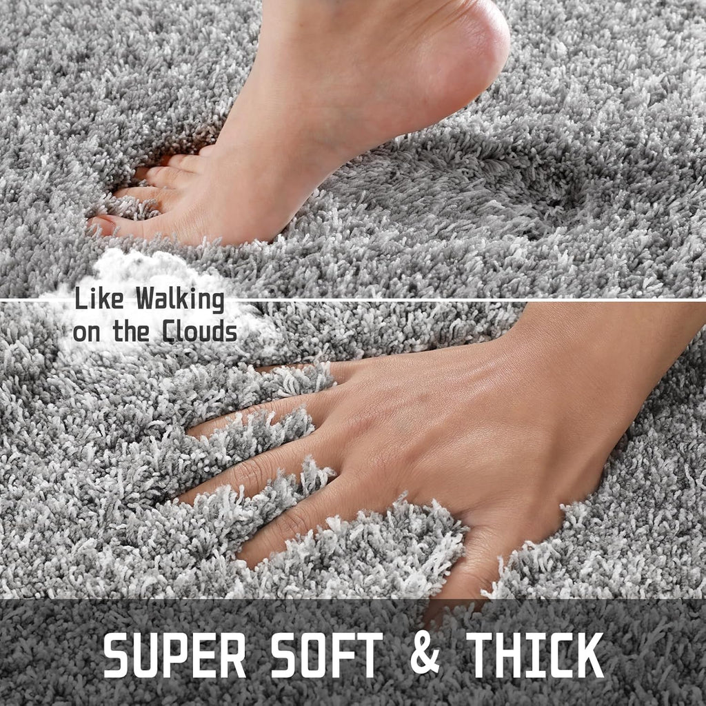 Bathroom Rug Set 2 Piece, Soft Absorbent Microfiber Bath Mat Set, Non Slip Machine Washable Dry, Plush Shaggy Shower