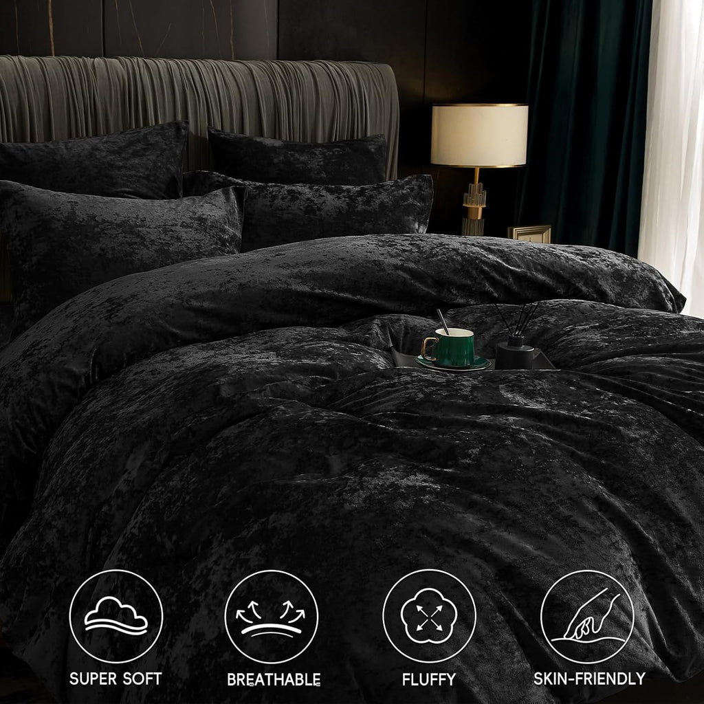Duvet Cover Set, 3pcs Ultra Soft Breathable Comforter Cover Set, Luxury Cozy Flannel Duvet Cover