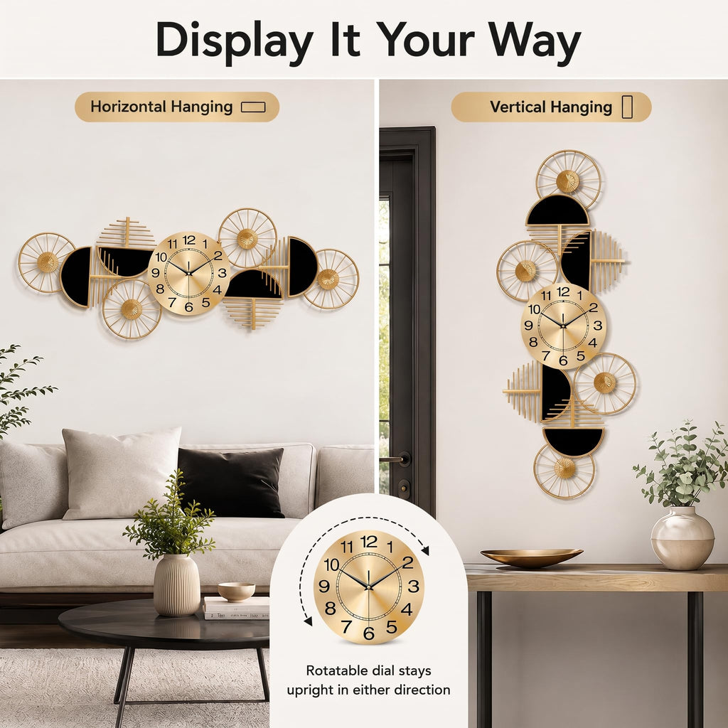 40" Large Modern Wall Clock, 3D Metal Wall Art
