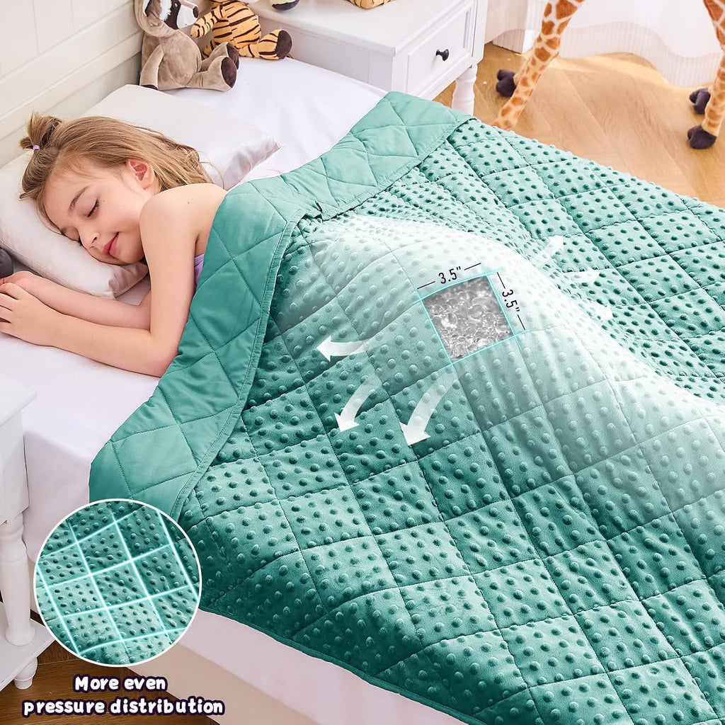 Teal Weighted Blanket 7lbs, 40"x60", Cooling Minky Heavy Throw Blanket for 60-90lbs, Soft Winter Thick Big Blankets