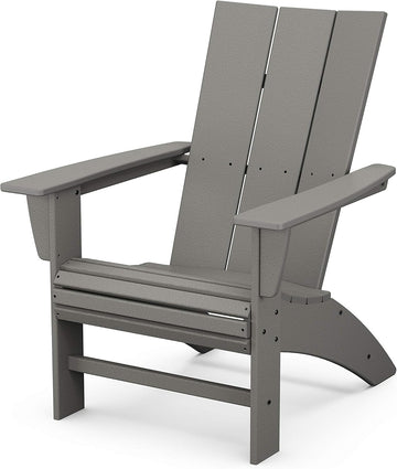 Modern Curveback Adirondack Chair, HDPE Outdoor Patio Furniture, Fade-Proof All-Weather Deck Garden Fire Pit Chair