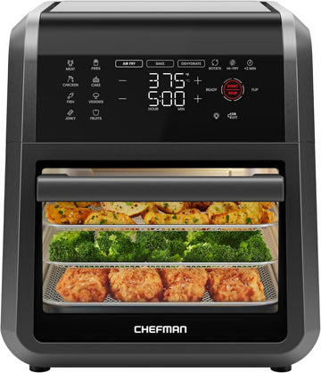 12-Quart 5-in-1 Air Fryer Oven with Digital Timer, Touchscreen, and 12 Presets - Family Size Counter