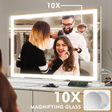 Vanity Mirror with Lights, 32" x 22" Large Lighted Vanity Mirror with Dimmable 3 Modes, LED Makeup Mirror, USB
