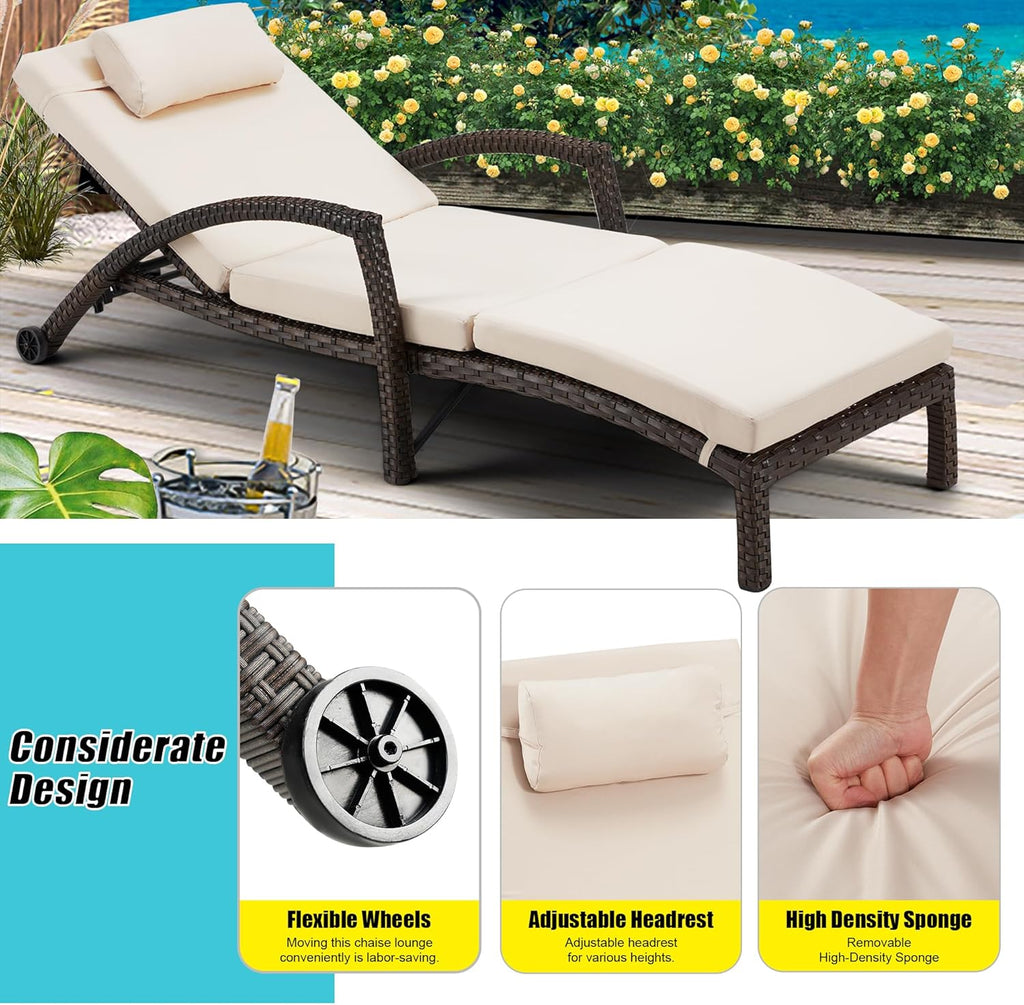 Chaise Lounge Chairs Set of 2 for Outside