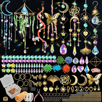 DIY Suncatcher Kit for Adults - 3D Spiral Suncatcher with Colorful AB Beads & Pendants, for Window Hanging