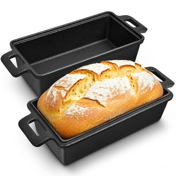 Cast Iron Loaf Pan With Lid, 9×5 in - 2‐in‐1 Heavy‐Duty & Oven‐Safe Loaf Pan for Sourdough & Homemade Bread
