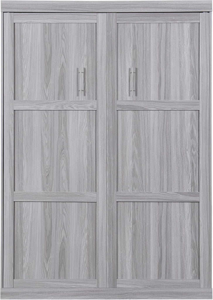 Full Murphy Bed,Modern Hidden Murphy Wall Chest Beds with Space-Saving Design,84.1" Wood Murphy Wall Bed Cabinet with Pinewood Slat Support,for Bedroom,Apartment,Gray