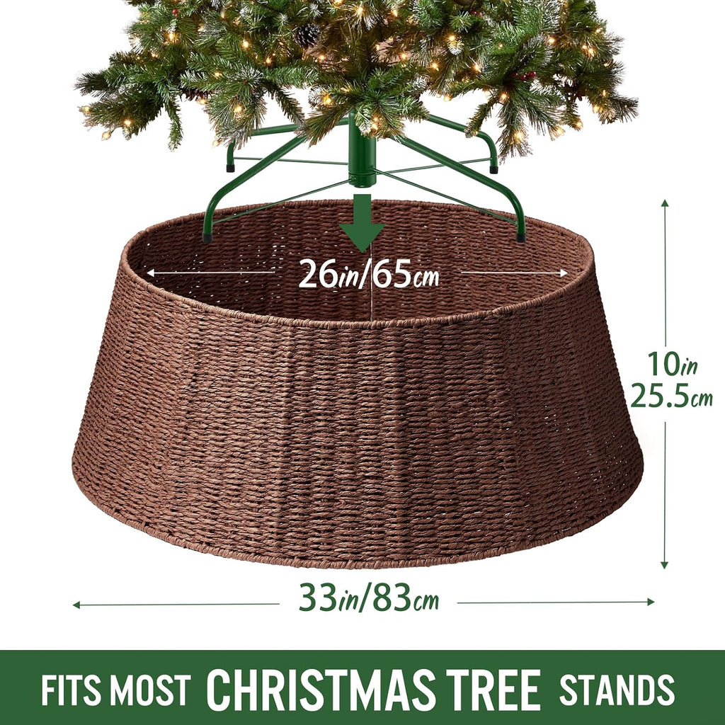 Christmas Tree Collar- 33",Christmas Tree Base Christmas Basket Collar ,for Covering Tree Stand (Brown3, 33 in)