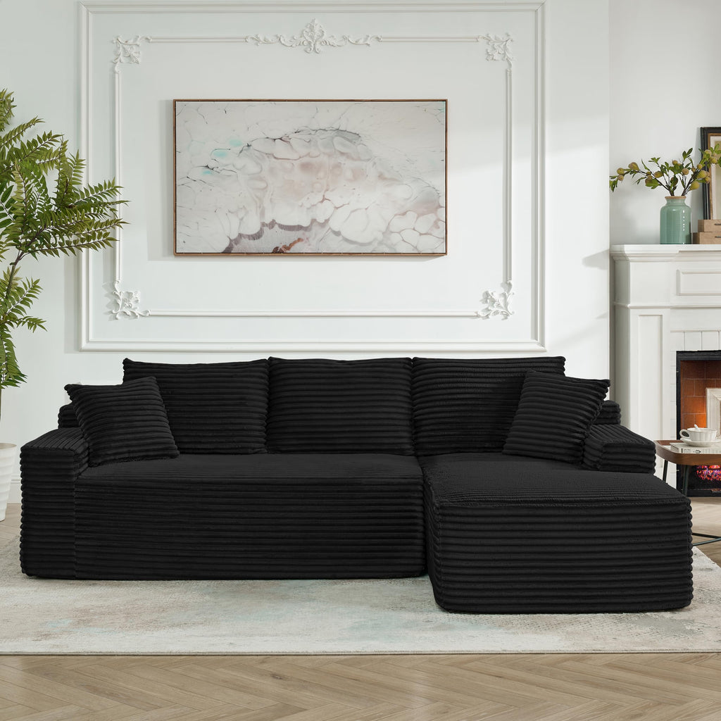 95" L-Shaped Cloud Sectional Couch, Right Facing Modular Compressed Boneless Sectional Sofa with Chaise Lounge, Plush