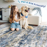 Area Rugs 9x12 for Living Room: Washable Rug Modern Abstract Neutral Soft Non-Slip Low-Pile Indoor L
