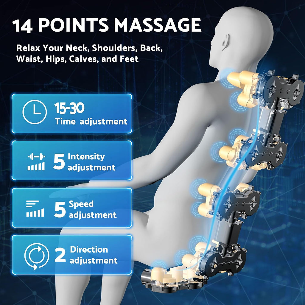 Massage Chair, Zero Gravity Full Body Massage Chair, Shiatsu Recliner with 14 Massage Points, Lumbar & Calf Heating