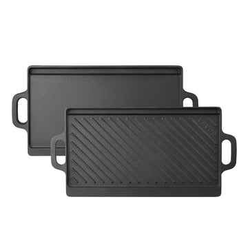 Reversible Grill/Griddle 20x9 in Pre-Seasoned Cast Iron Pan Handle